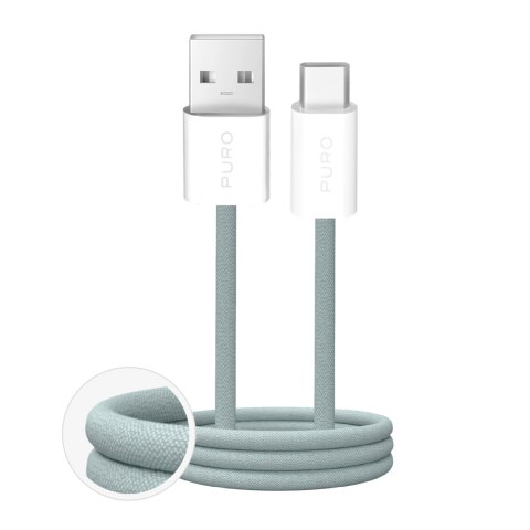 Kabel przewód USB-A - USB-C w oplocie Fabrik 2.0 10W 1.5 m - zielony
