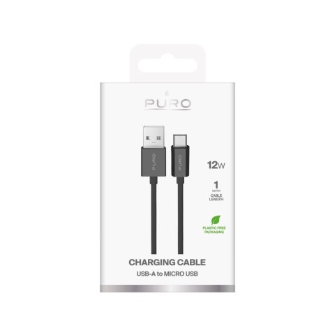 Kabel przewód USB-A - microUSB TPE 12W 1m - czarny