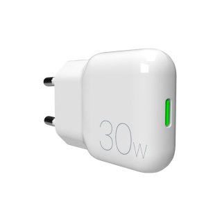 Ładowarka sieciowa USB-C GaN 30W - biała