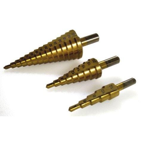 Wiertła wiertło stożkowe stopniowe choinka 4-32mm HSS TYTAN 3szt