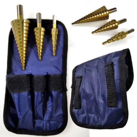 Wiertła wiertło stożkowe stopniowe choinka 4-32mm HSS TYTAN 3szt