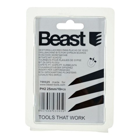 BIT końcówka do wkrętów płyt G/K z ogranicznikiem stopem PH2 S2 10 szt magnes