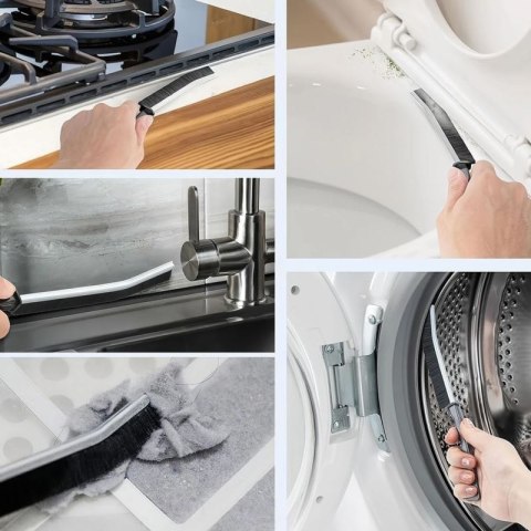 Szczotka do czyszczenia fug szczelin mycia kuchni wąska szczelinowa dluga 4 x 230mm (2X biała + 2x czarna) nylon
