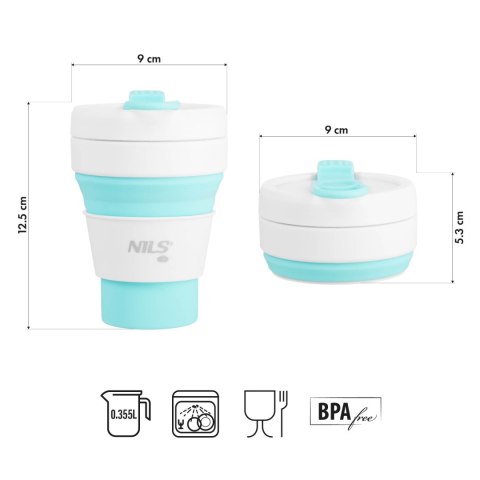 NC4103 KUBEK SILIKONOWY SKŁADANY 355ML MIĘTOWY NILS CAMP