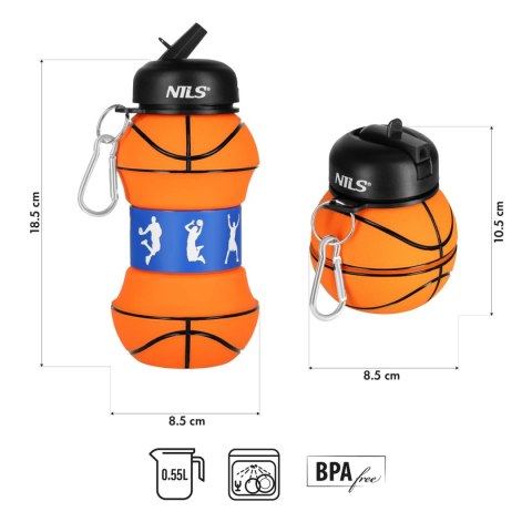 NC4104 BUTELKA SPORTOWA SKŁADANA 550ML BASKETBALL NILS