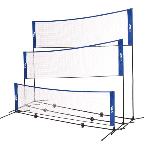 NT7111 3w1 SIATKA MULTIFUNKCYJNA BADMINTON+TENIS+SIATKÓWKA POKROWIEC PEŁNY NILS