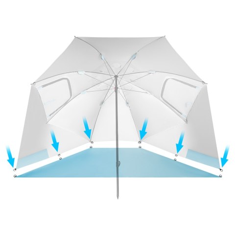 NC17114 PARASOL/PARAWAN PLAŻOWY 2W1 XXL 240 CM NIEBIESKI NILS