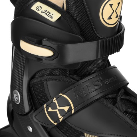 NH382 ŁYŻWOROLKI 2W1 ENZO BEŻOWE ROZM. S(32-35) Z WYM. PŁOZĄ HOKEJOWĄ NILS EXTREME