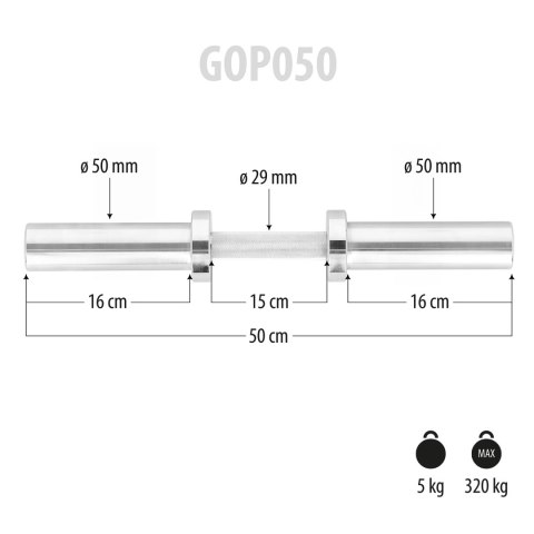 GOP050 GRYF KRÓTKI OLIMPIJSKI 5KG 50CM HMS
