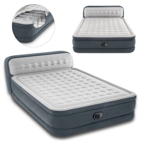 Materac Dmuchany Dwuosobowy z zagłówkiem Łóżko z Pompką 230V INTEX 64448 ND