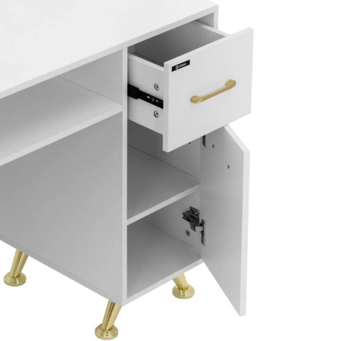 Biurko kosmetyczne do manicure 2 szuflady 2 szafki - biało złote