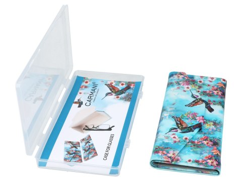 Etui na okulary, składane - Dekoracja kwiatowa, Kolibry (CARMANI)