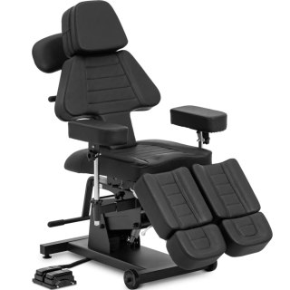 Fotel kosmetyczny do tatuażu regulowany z pedałem nożnym do 300 kg - czarny