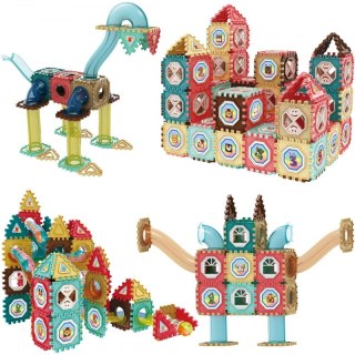 WOOPIE Klocki Magnetyczne Konstrukcyjne 3D Zestaw Edukacyjny Tor Kulkowy 128el.