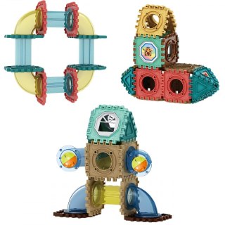 WOOPIE Klocki Magnetyczne Konstrukcyjne 3D Zestaw Edukacyjny Tor Kulkowy 228el.