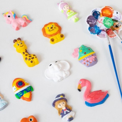 WOOPIE Zestaw Kreatywny z Farbami DIY Zrób Odlewy Gipsowe Figurki i Pomaluj - Zestaw Zwierzątka