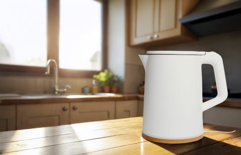 Czajnik elektryczny bezprzewodowy mały turystyczny 1500W 1.2l obrotowy biały