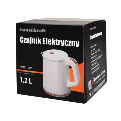 Czajnik elektryczny bezprzewodowy mały turystyczny 1500W 1.2l obrotowy biały