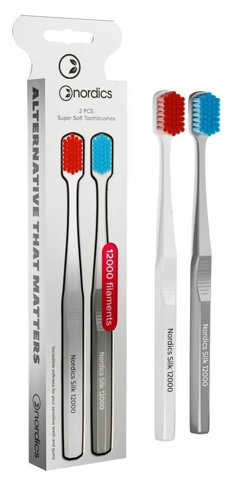 SZCZOTECZKA DO ZĘBÓW Z TWORZYWA PLA 12000 SUPER MIĘKKA 2 szt. - NORDICS