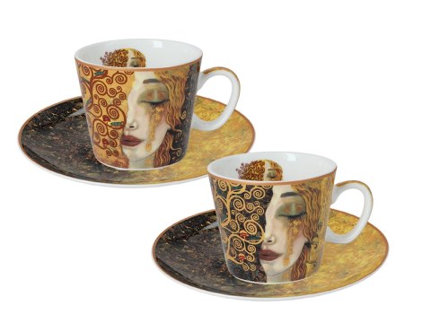 Kpl. 2 filiżanek espresso - G. Klimt, Złote łzy (białe i czarne tło) (CARMANI)