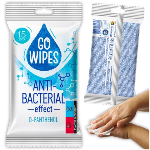 GOWIPES Antybakteryjne chusteczki nawilżane D panthenol 15szt.