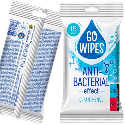 GOWIPES Antybakteryjne chusteczki nawilżane D panthenol 15szt.