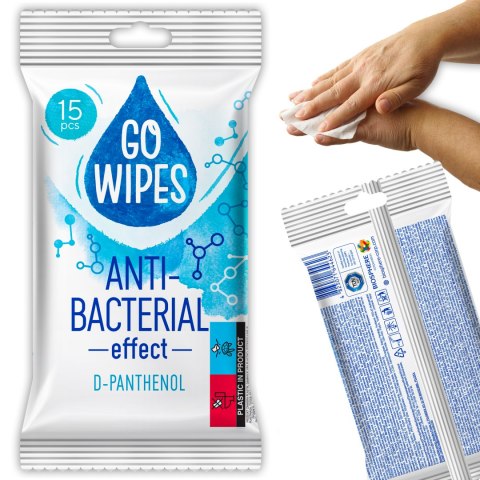 GOWIPES Antybakteryjne chusteczki nawilżane D panthenol 15szt.
