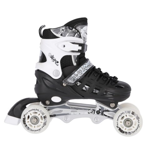 NH10905 4w1 CZARNE ROZM. L(39-42) ŁYŻWOROLKI Z WYM. PŁOZĄ HOKEJOWĄ NILS EXTREME