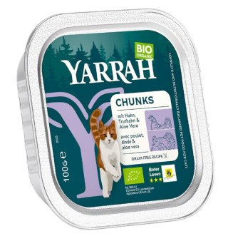 (DLA KOTA) KAWAŁKI KURCZAKA I INDYKA Z ALOESEM BIO 100 g - YARRAH