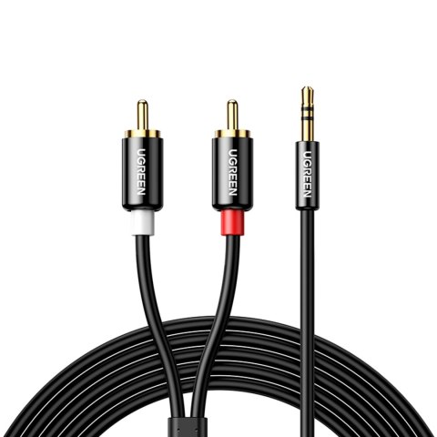 Kabel przewód audio mini jack (męski) - 2RCA (męski) 1m - czarny