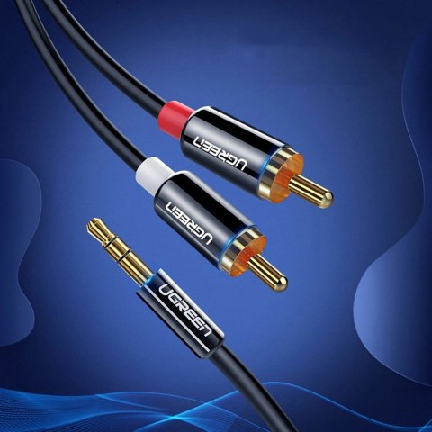 Kabel przewód audio mini jack (męski) - 2RCA (męski) 1m - czarny