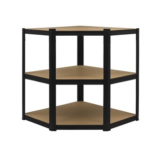 Regał magazynowy narożny metalowy czarny 2w1 5 półek 180x90x90x40 cm