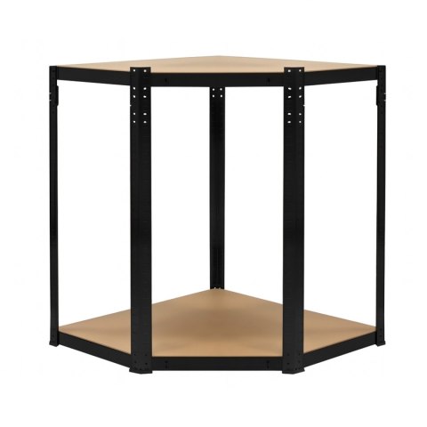 Regał magazynowy narożny metalowy czarny 2w1 5 półek 180x90x90x40 cm