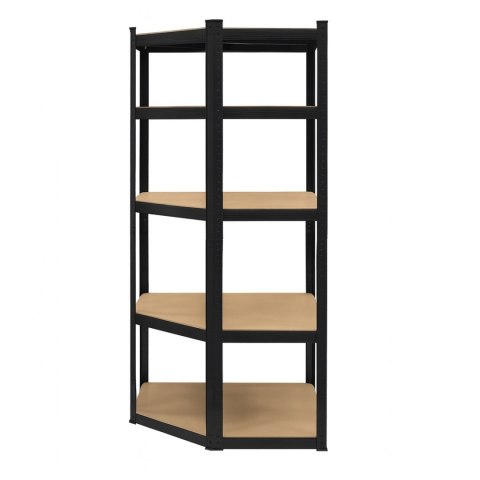 Regał magazynowy narożny metalowy czarny 2w1 5 półek 180x90x90x40 cm