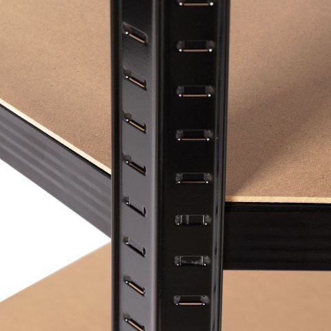 Regał magazynowy narożny metalowy czarny 2w1 5 półek 180x90x90x40 cm