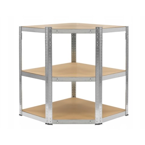 Regał magazynowy narożny metalowy srebrny 5 półek 2w1 180x90x90x40 cm