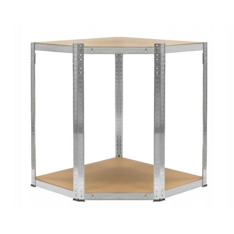 Regał magazynowy narożny metalowy srebrny 5 półek 2w1 180x90x90x40 cm