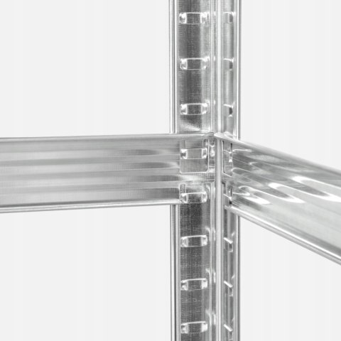 Regał magazynowy narożny metalowy srebrny 5 półek 2w1 180x90x90x40 cm