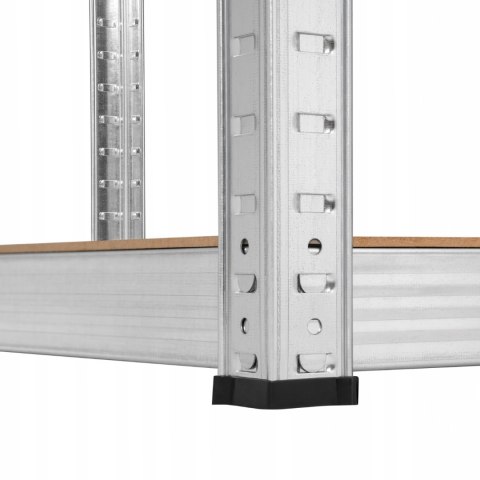 Regał magazynowy narożny metalowy srebrny 5 półek 2w1 180x90x90x40 cm