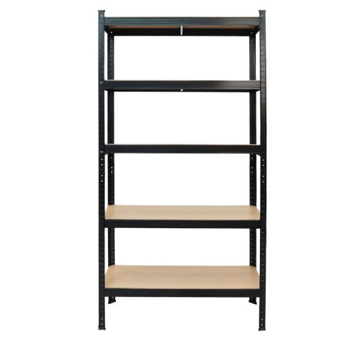 Regał magazynowy metalowy czarny 2w1 5 jasnych półek 150x75x30 cm