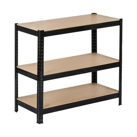 Regał magazynowy metalowy czarny 2w1 5 jasnych półek 150x75x30 cm