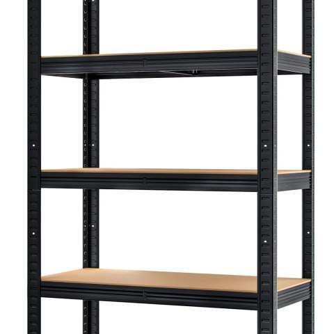 Regał magazynowy metalowy czarny 2w1 5 jasnych półek 180x90x40 cm
