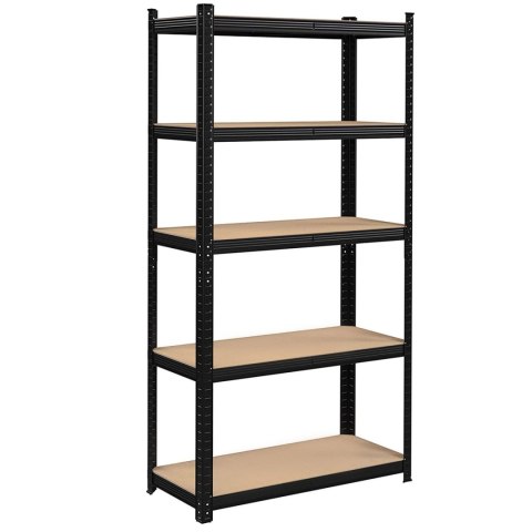 Regał magazynowy metalowy czarny 2w1 5 jasnych półek 180x90x40 cm