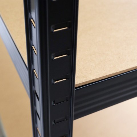 Regał magazynowy metalowy czarny 2w1 5 jasnych półek 180x90x40 cm