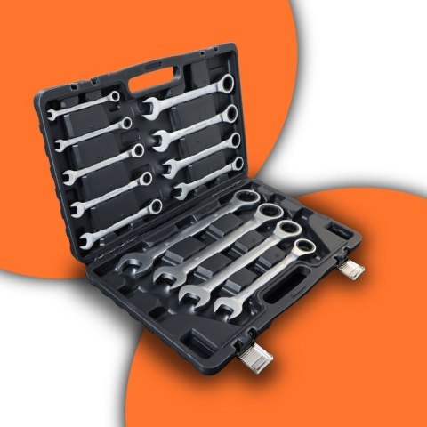 Klucze płasko-oczkowe z grzechotką 13 elementów