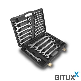 Klucze płasko-oczkowe z grzechotką 22 elementy