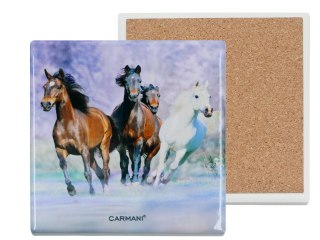 Podkładka ceramiczna, kwadratowa - Konie (CARMANI)