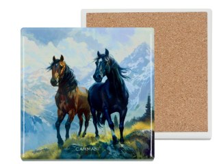 Podkładka ceramiczna, kwadratowa - Konie (CARMANI)