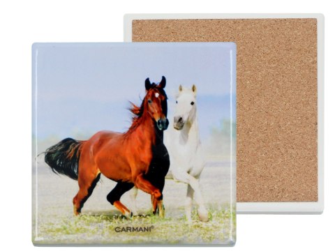 Podkładka ceramiczna, kwadratowa - Konie (CARMANI)