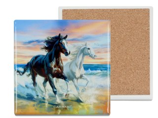 Podkładka ceramiczna, kwadratowa - Konie (CARMANI)